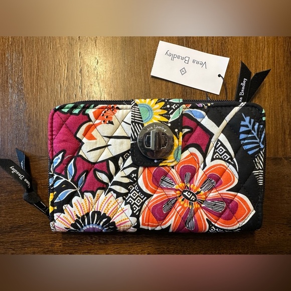 Vera Bradley Black and Multicolor Floral Wallet - Picture 1 of 6